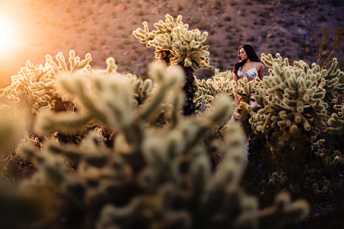 woman desert photo flash